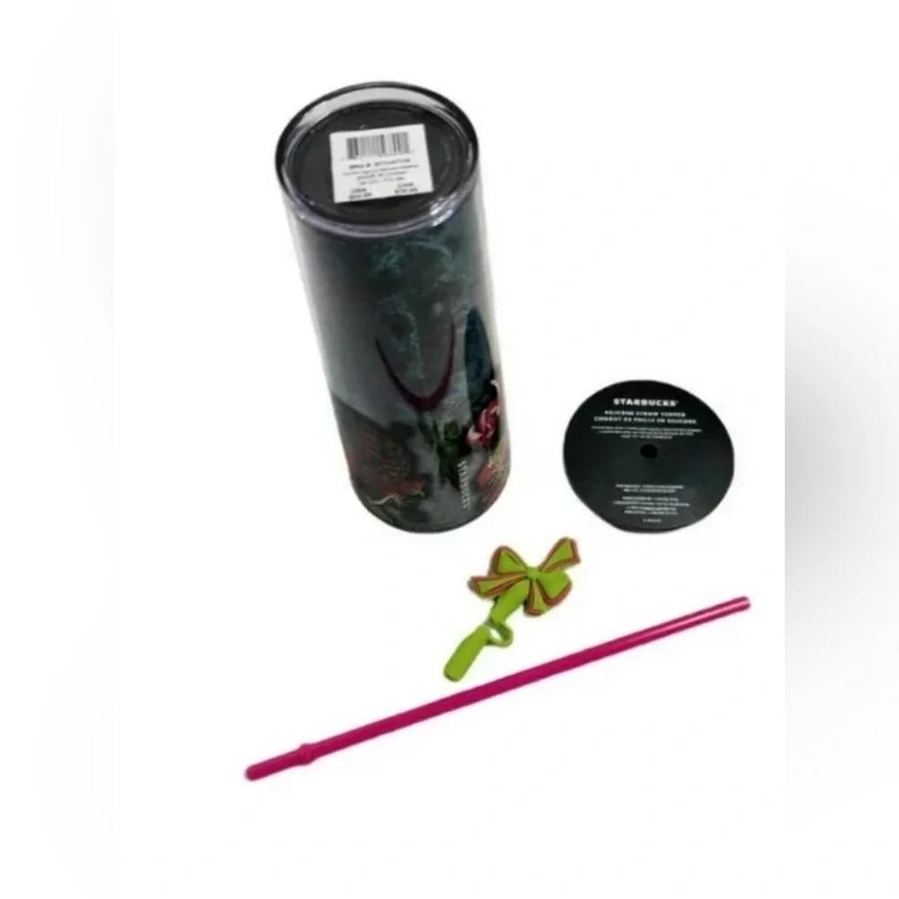 STARBUCKS Tumbler 2023 Holiday Ribbon With Bow Straw Topper